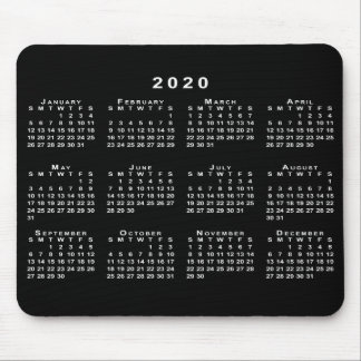 Simple Black and White 2020 Calendar Mouse Pad