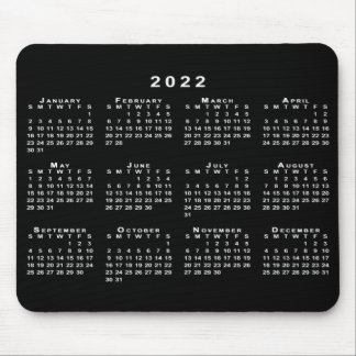 Simple Black and White 2022 Calendar Mouse Pad