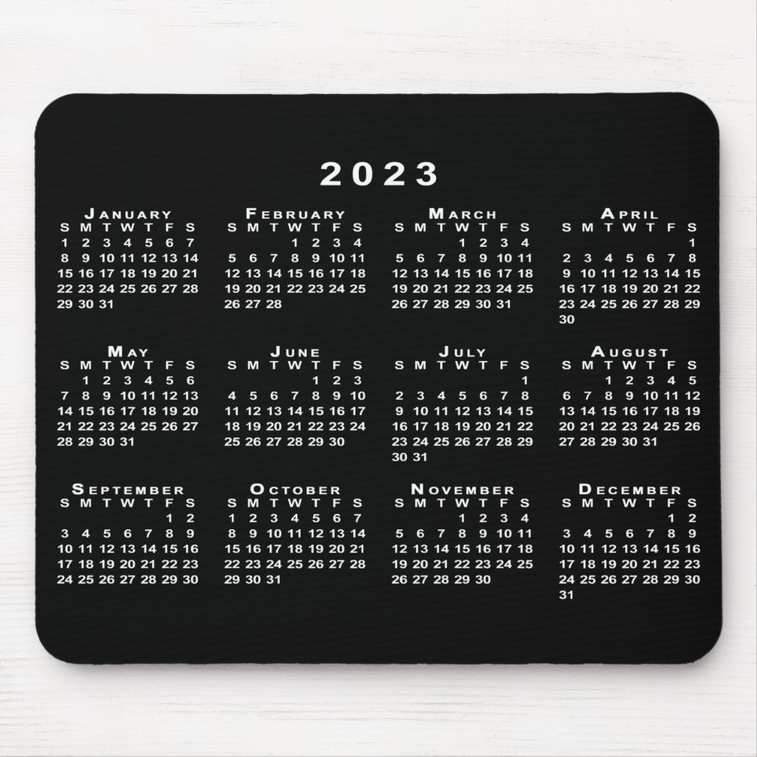 Simple Black and White 2023 Calendar Mouse Pad | Zazzle