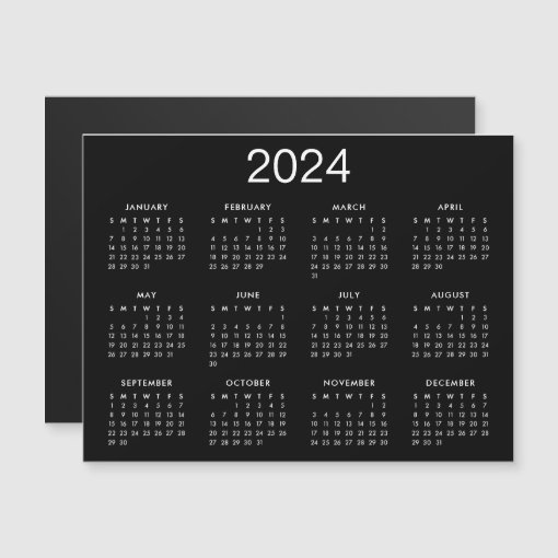 Simple Black And White 2024 Calendar Zazzle