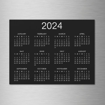 Simple Black And White 2024 Calendar Magnet by officesuppliesshop at Zazzle