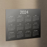 Simple Black And White 2024 Calendar Magnet<br><div class="desc">A simple classic 2024 calendar refrigerator magnet with white lettering on a black background. You can even add more text or images,  customize background color.</div>
