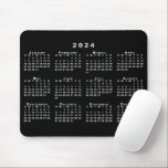 Simple Black and White 2024 Calendar Mouse Pad<br><div class="desc">Simple, professional calendar mouse pad features a white 2024 calendar superimposed over a black background. If you'd like a different color background, tap "Click to customize further" and select a background color in the sidebar. Click "Done" and then "Add to Cart" to purchase your customized mouse pad. Copyright ©Claire E....</div>