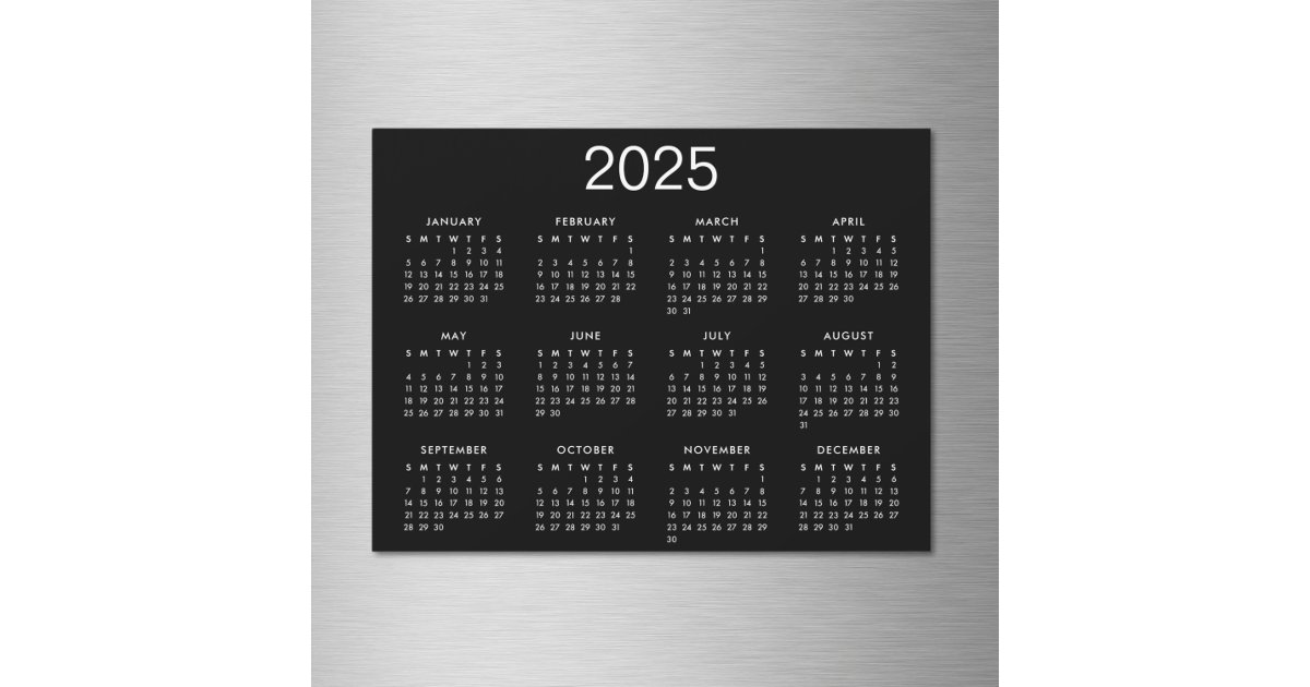 Simple Black And White 2025 Calendar | Zazzle