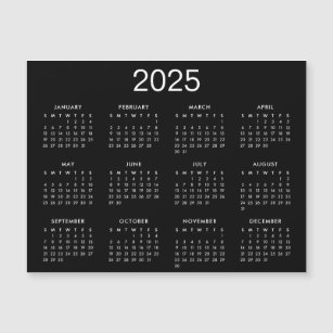 Simple Black And White 2025 Calendar