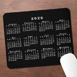 Simple Black and White 2026 Calendar Mouse Pad<br><div class="desc">Simple, professional calendar mouse pad features a white 2026 calendar on a black background. If you'd like a different color background, tap "Edit using Design Tool" and select a background color in the sidebar. Then click "done" and "add to cart" to purchase your customized mouse pad. Copyright ©Claire E. Skinner....</div>