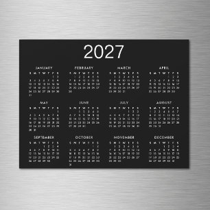 Simple Black And White 2027 Calendar