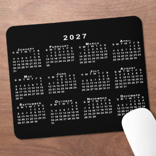 Simple Black and White 2027 Calendar Mouse Pad