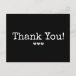 Simple Black And White Add Your Text Thank You Postcard