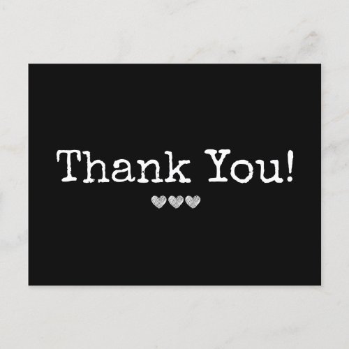 Simple Black And White Add Your Text Thank You Postcard