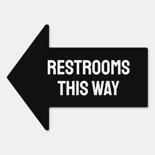 Simple Black and White Arrow Restroom Sign