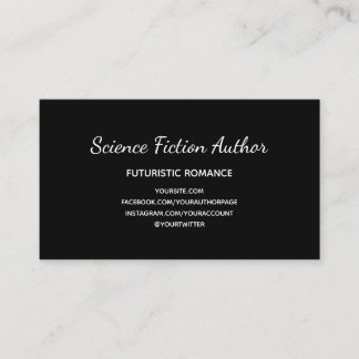 Simple Black and White Author Business Card