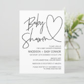 Simple Black and White Baby Shower Invitation (Standing Front)
