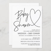 Simple Black and White Baby Shower Invitation (Front/Back)