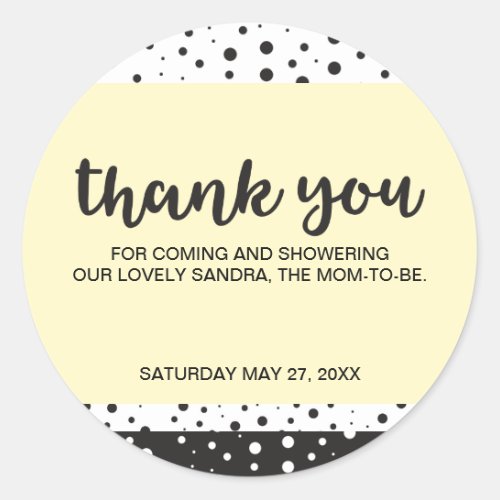 Simple Black and White Baby Shower Thank youA Classic Round Sticker