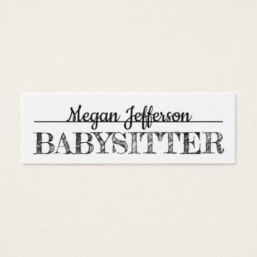 Simple Black And White Babysitter Nanny Minimalist Mini Business Card Simple Black And White Babysitter Nanny Minimalist Mini Business Card