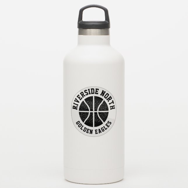 Simple black and white basketball team sticker (Waterbottle)