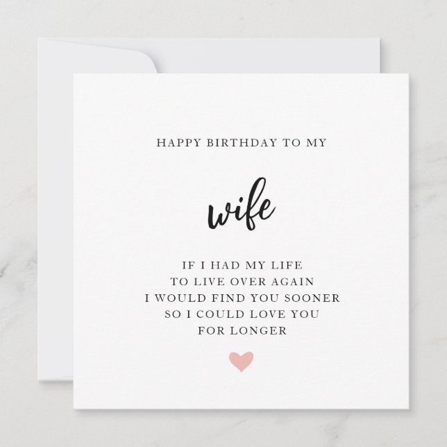 Simple Black and White Birthday Card For Wife (Front)