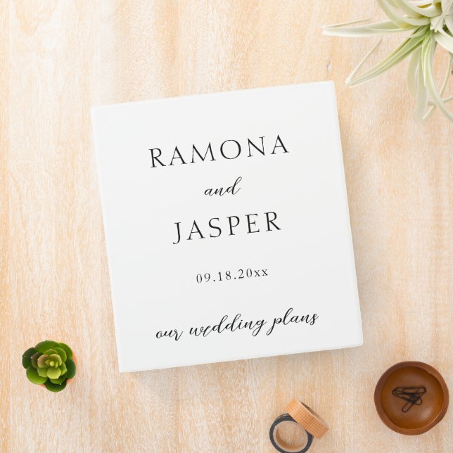 Simple Black and White Bold Modern Wedding 3 Ring Binder (In Situ)