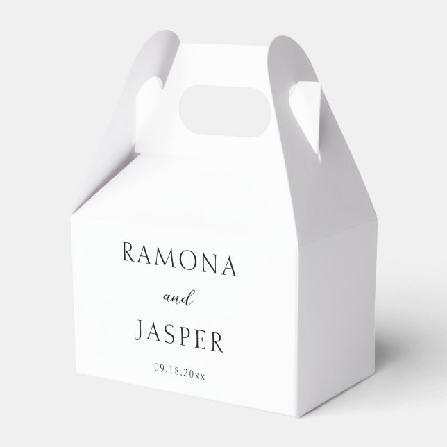 Simple Black and White Bold Modern Wedding Favor Boxes (Front Side)
