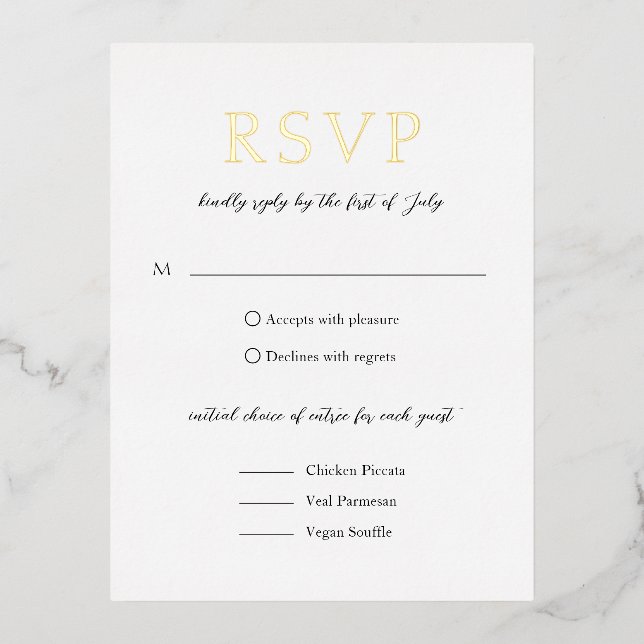 Simple Black and White Bold Modern Wedding Foil Invitation Postcard (Front)