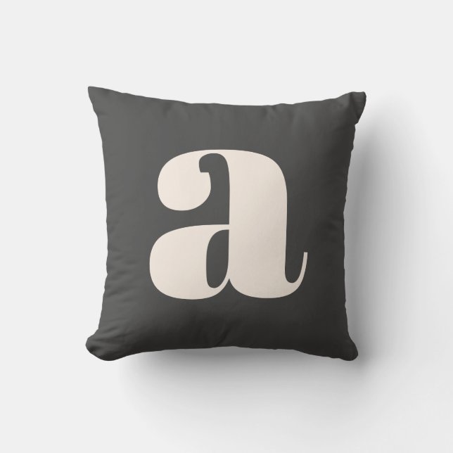 Simple Black and White Bold Retro Monogram Initial Throw Pillow (Front)