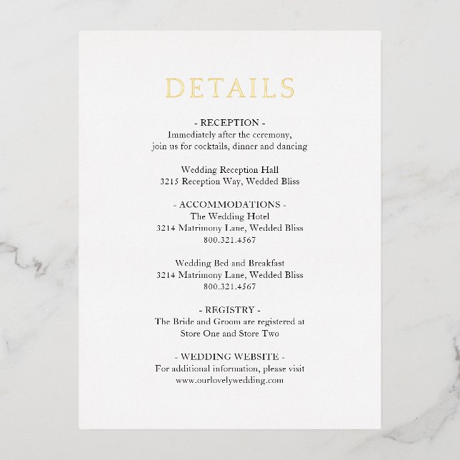 Simple Black and White Bold Wedding Foil RSVP Foil Invitation Postcard (Front)