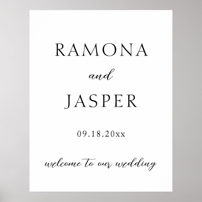 Simple Black and White Bold Wedding Welcome Sign (Front)