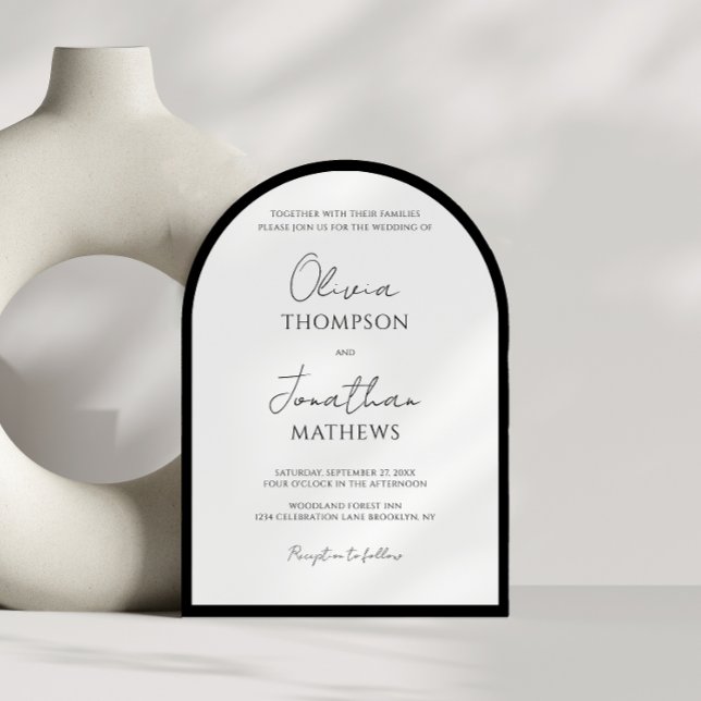Simple Black and White Border Script Wedding Arch Invitation (Creator Uploaded)