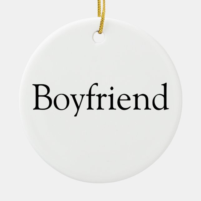 Simple Black and White Boyfriend Definition  Fun Ceramic Ornament (Front)