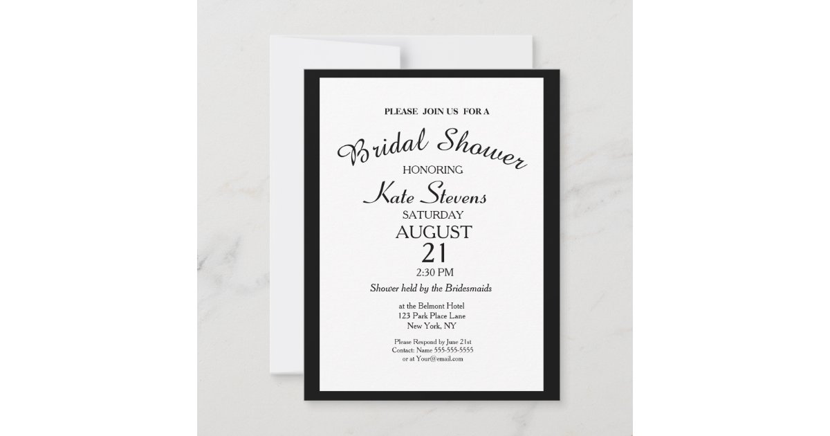 Simple Black and white Bridal Shower Card | Zazzle