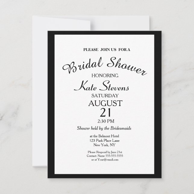 Simple Black and white Bridal Shower Card (Front)
