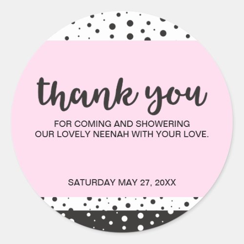Simple Black and White Bridal Shower Thank you Classic Round Sticker