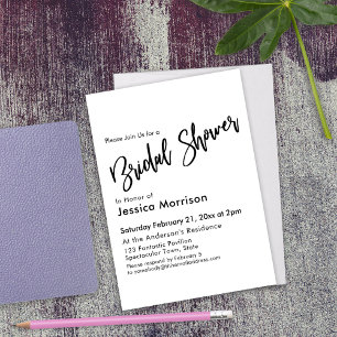 Simple Black and White Bridal Shower Typography Invitation