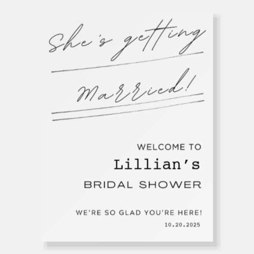 Simple Black and White Bridal Shower Welcome Sign
