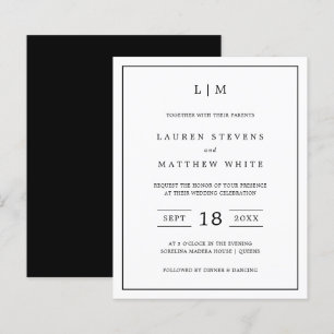 Simple Black and White Budget Wedding Invitation
