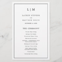 Simple Black and White Budget Wedding Program