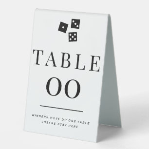 Simple Black and White Bunco ANY Table Number Tent