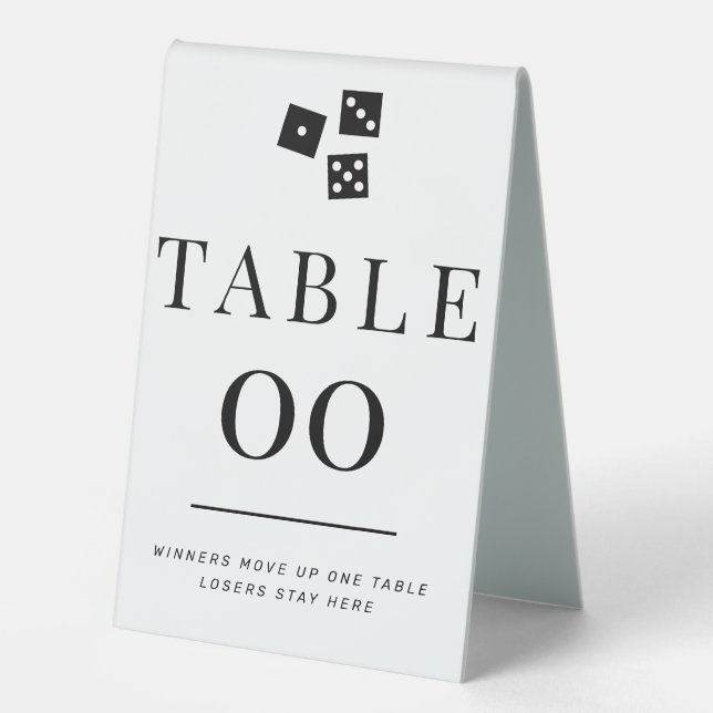 Simple Black and White Bunco ANY Table Number Tent (Front)