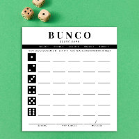 Simple Black and White Bunco Score Card Notepad