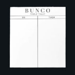 Simple Black and White Bunco Table Tally Notepad<br><div class="desc">Toss a sheet on each table for the person keeping tally of the score and streamline your Bunco game with these ready to go and easy to use tear off tally sheets.</div>