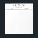 Simple Black and White Bunco Table Tally Notepad<br><div class="desc">Toss a sheet on each table for the person keeping tally of the score and streamline your Bunco game with these ready to go and easy to use tear off tally sheets.</div>