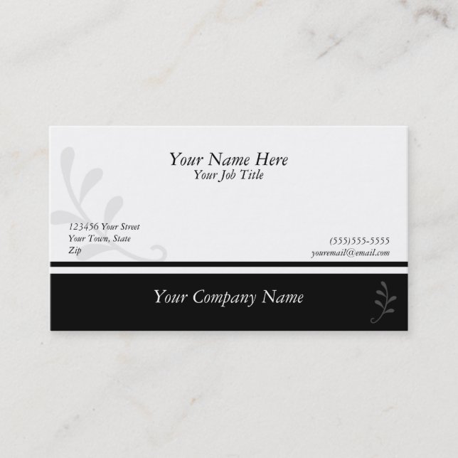 Simple Black and White Business Card (Front)