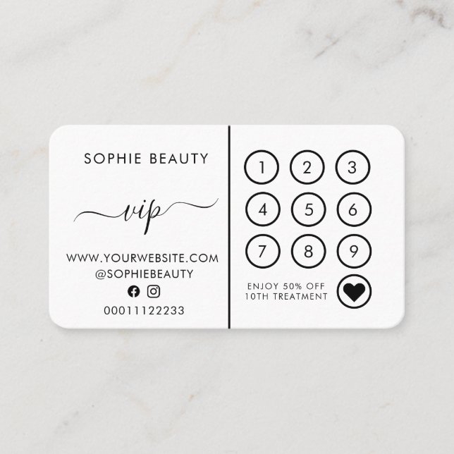 Simple Black and White Business Logo Loyalty Card (Front)