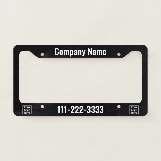 Simple Black and White Business Template License Plate Frame | Zazzle.com