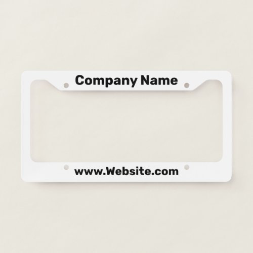 Simple Black and White Business Text Template License Plate Frame