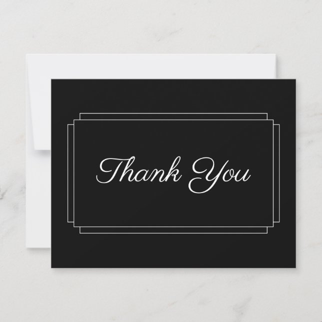 Simple Black and White Business Thank You Card (Front)