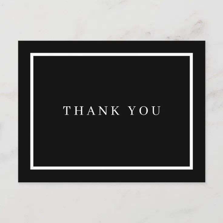 Simple Black and White Business Thank You Postcard | Zazzle