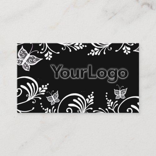 Simple Black and White Butterfly Minimalist Logo  Business Card