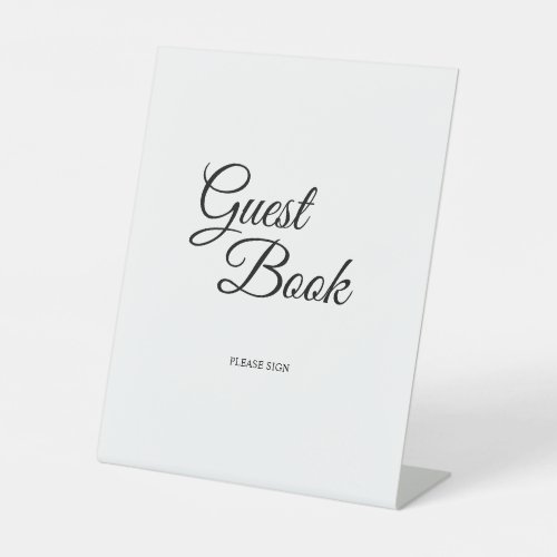 Simple Black and White Calligraphy Guest Book Pedestal Sign